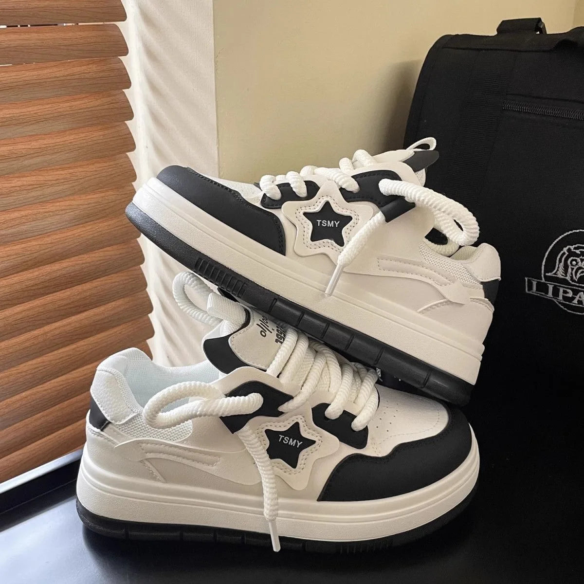 Women's B&W Platform Sneakers