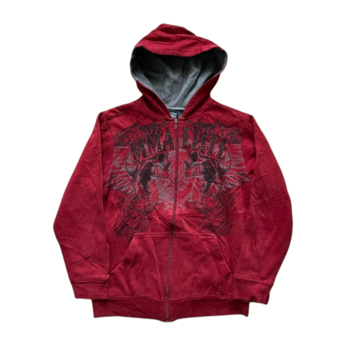 Red Graphic Zipper Hoodie