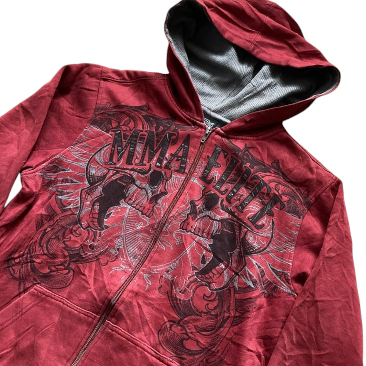 Red Graphic Zipper Hoodie