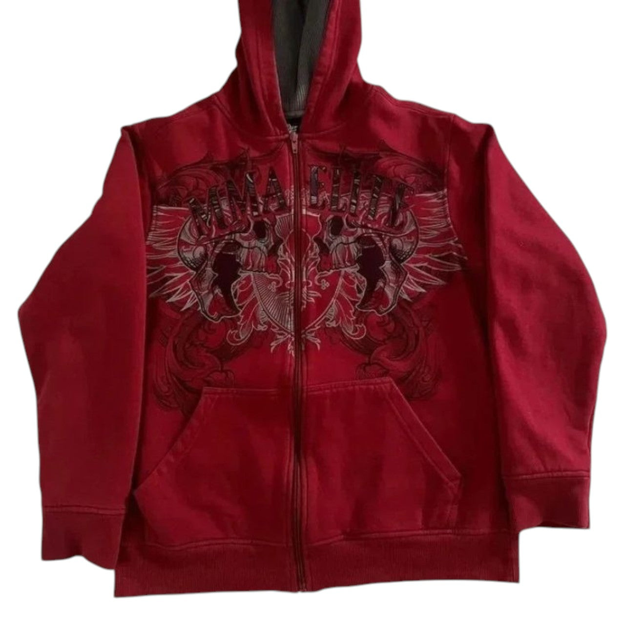 Red Graphic Zipper Hoodie