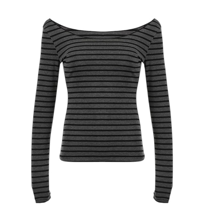 Off-Shoulder Stripe Shirt