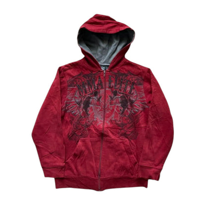 Red Graphic Zipper Hoodie
