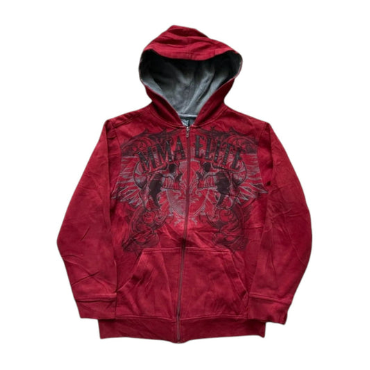 Red Graphic Zipper Hoodie