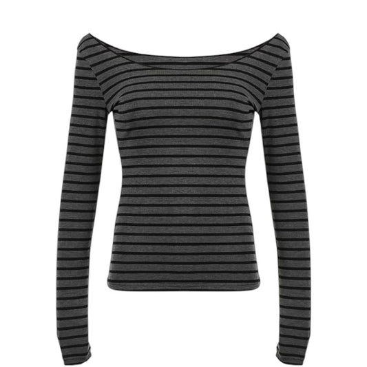 Off-Shoulder Stripe Shirt
